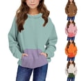 thumbnail image 1 of Swuxness Toddler Long Sleeve Sweatshirts, Toddler Fall Tops, Kids Solid Color Hooded Pullover Comfortable Sweatshirt with Pocket for Boys and Girls Green, 13-14 Years, 1 of 4