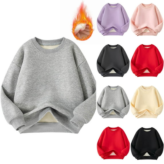 Swuxness Toddler Long Sleeve Sweatshirts, Toddler Fall Tops, Middle Big Kids Fleece Warm Crew Neck Sweatshirt for Boys and Girls Purple, 9-10 Years