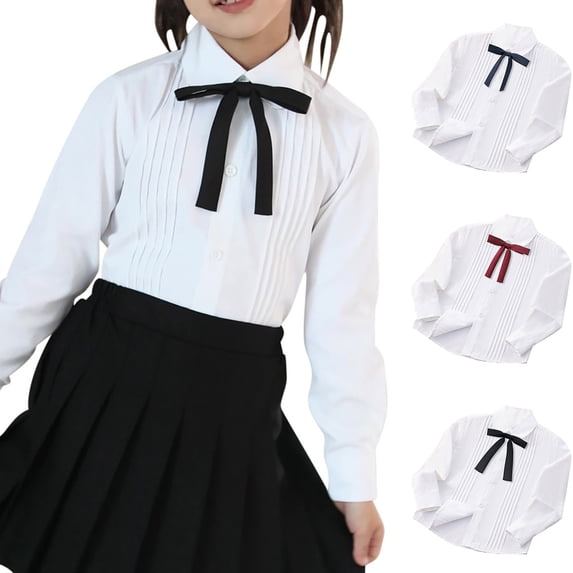 Swuxness Toddler Long Sleeve Turndown Collar Blouse Casual Shirt Solid Color Ruffle Button Down Top
