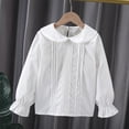 thumbnail image 1 of Swuxness Toddler Long Sleeve Turndown Collar Blouse Casual Shirt Solid Color Stylish Top for Girls, 1 of 3