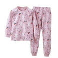 thumbnail image 1 of Swuxness Toddler Round Neck Top Set, Kids Long Sleeved Sets, Set Men's and Women's Printing Conditioning Clothes Two Piece Sleepwear Newborn Underwear Thin Set Pink, 110, 1 of 4