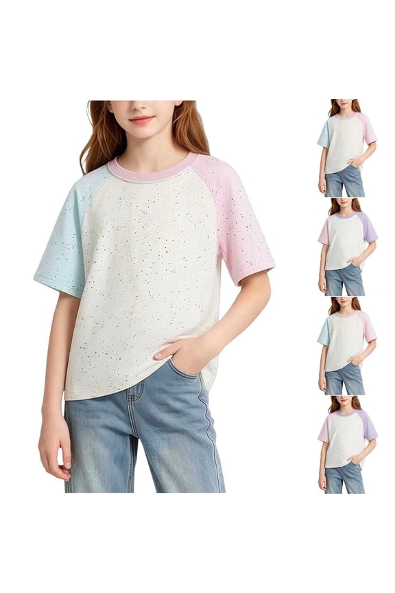 Toddler Short Sleeve T-Shirts Raglan Shoulder Round Neck Casual Summer Daily