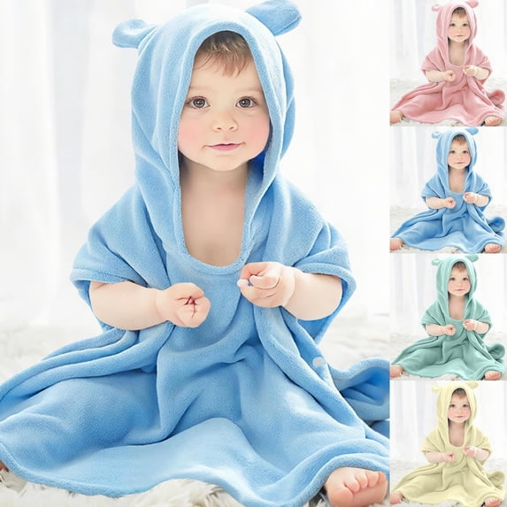 Swuxness Toddler Sleeveless Hooded Robes, Long Casual Robes, Kids Solid Color Wearable Absorbent Cozy Post Swim Cover Up and Changing Robe Bathrobe Pink, 5-8 Years