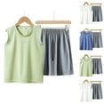 thumbnail image 1 of Swuxness Toddler Sleeveless Tank Top 2-piece Sets, Kids Summmer Outfits Sets, Children's Summer Printing Comfortable Round-Neck Tank Top Sets for Kids White, 3-4 Years, 1 of 5