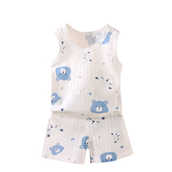 Swuxness Toddler Sleeveless Tank Top 2-piece Sets, Kids Summmer Outfits Sets, Kids Boys and Girls Spring Children's Sleeveless Sports Shorts Set White, 110