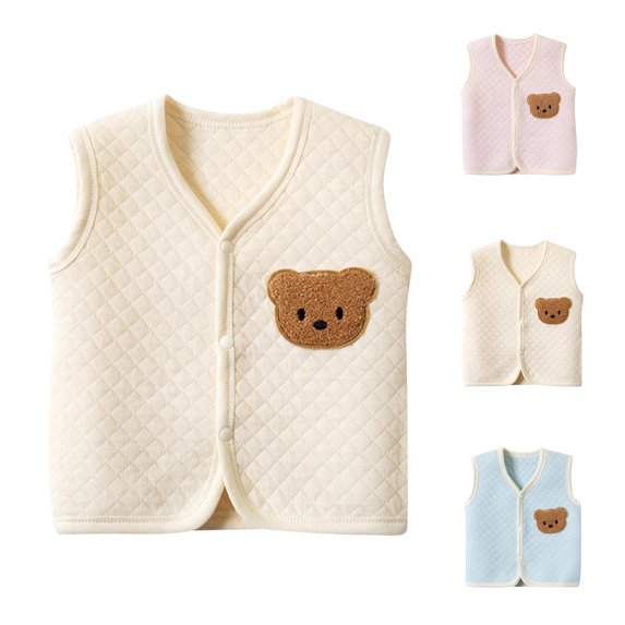 Swuxness Newborn Thermal Tank Tops Solid Color Cardigan V Neck Warm Outer Wear Fall Shirts