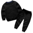 thumbnail image 1 of Swuxness Toddler Sweatshirt Sets, Kids Long Sleeved Sets, Children's Solid Color Long Sleeved Round Neck Top Elastic Waisted Pants Mid Size Children's Casual Hoodie Set Black, 7 Years, 1 of 3