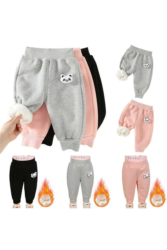 Toddler Thickening Casual Pants, Kids Winter Pants, Style Of Leggings for Spring Wear Childrens Korean Version Pants Clothing Kids Wear Elastic Gray, 18-24 Months