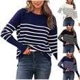 thumbnail image 1 of Swuxness Women Casual Sweater, Women's Long Sleeve Tops, Women Solid Color Knitted Crew Neck Comfortable Soft Loose Pullover Sweater Top for Ladies Black, XXL, 1 of 4