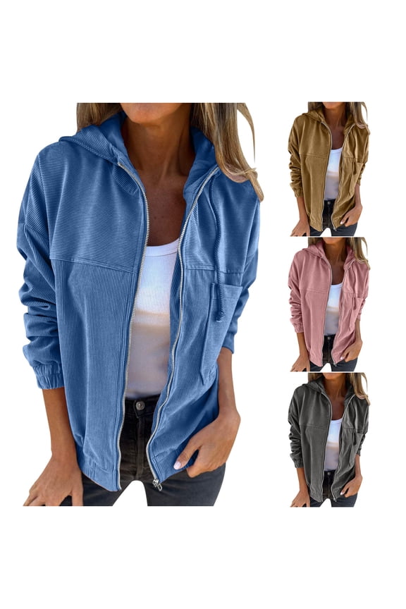 Women Hooded Casual Jacket, Women Long Sleeve Coat, Women Solid Color Lightweight Comfortable Hooded Zip Up Casual Activity Jacket for Ladies Pink, XXL