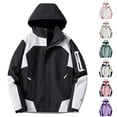 thumbnail image 1 of Swuxness Women Hooded Casual Jacket, Women Long Sleeve Coat, Women's Lightweight Waterproof Windproof Solid Color Zipper Jacket with Pockets for Outdoor Purple, XL, 1 of 4