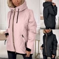 thumbnail image 1 of Swuxness Women Hooded Casual Jacket, Women Long Sleeve Coat, Women's Solid Color Fashion Zip Up Outerwear Warm Soft Comfortable Jacket for Ladies Pink, S, 1 of 5