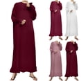 thumbnail image 1 of Swuxness Women Long Sleeve Formal Dresses, Women Maxi Evening Gown, Women's Solid Loose Elegant Round Neck Muslim Long Formal Evening Gown Dress Pink, M, 1 of 5