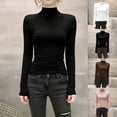 thumbnail image 1 of Swuxness Women Long Sleeve Tops Solid Turtleneck Pullover Fashion Casual Soft Top, 1 of 5