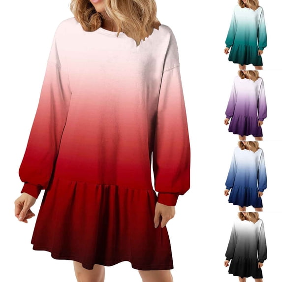 Swuxness Women Long Sleeves Shirts Dress, Women Fall Dress, Women's Solid Color Lapel Zipper Slim Long Sleeve Knit Dress Blue, L