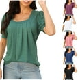 thumbnail image 1 of Swuxness Women Short Sleeve Casual T Shirts, Spring and Summer Tops, Ladies Crew Neck Fashion Comfy Loose Pullover Blouses Navy, XL, 1 of 5
