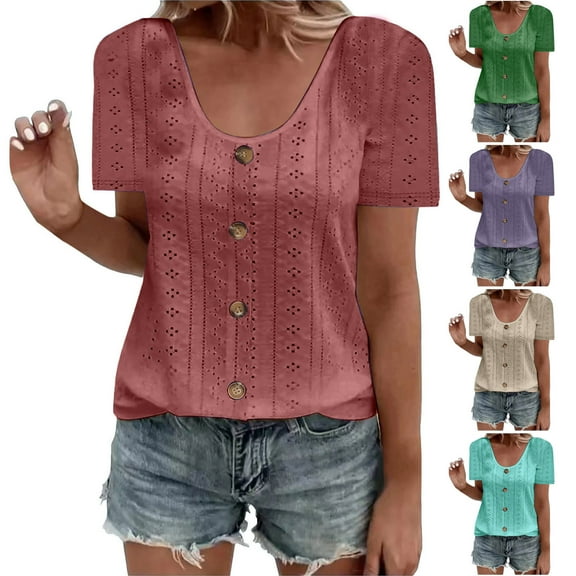 Swuxness Women Short Sleeve Casual T Shirts, Spring and Summer Tops, Ladies Crew Neck Fashion Comfy Loose Pullover Blouses Pink, M