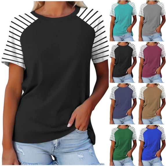 Swuxness Women Short Sleeve Casual T Shirts, Spring and Summer Tops, Ladies Crew Neck Print Comfortable Fashion Loose Pullover Blouse Army Green, M