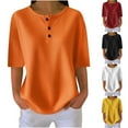 thumbnail image 1 of Swuxness Women Short Sleeve Casual T Shirts, Spring and Summer Tops, Ladies Crew Neck Solid Color Fashion Comfortable Loose Pullover Tee Red, M, 1 of 5