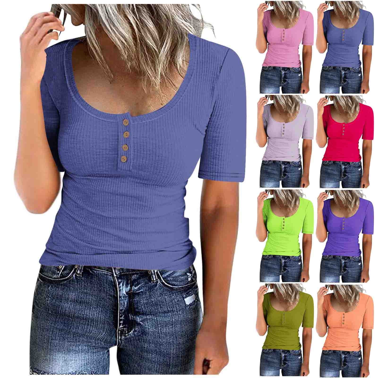 Swuxness Women Short Sleeve Casual T Shirts, Spring and Summer Tops ...