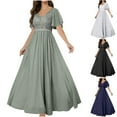 thumbnail image 1 of Swuxness Women Short Sleeve Formal Dresses, Women Long Evening Gown, Women's Solid Color V Neck Mesh Big Formal Evening Party Gown Maxi Long Dress Dark Blue, L, 1 of 5