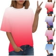 thumbnail image 1 of Swuxness Women Short Sleeve Plus Size T Shirts, Spring and Summer Casual Tops, Ladies Crew Neck Print Comfortable Fashion Loose Pullover Blouse Pink, XXXXXL, 1 of 5