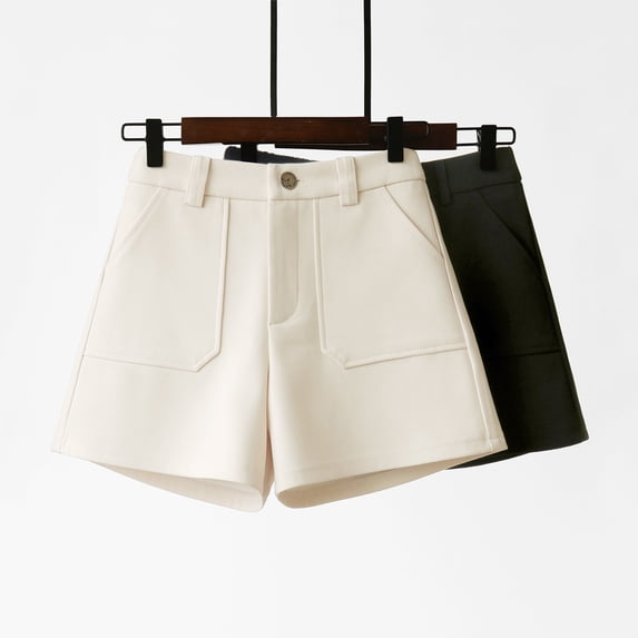 Swuxness Women Shorts Pants, Spring and Summer Casual Pants, Ladies Fashionable Solid Color Loose Comfortable Suit Pants with Pockets Beige, XL