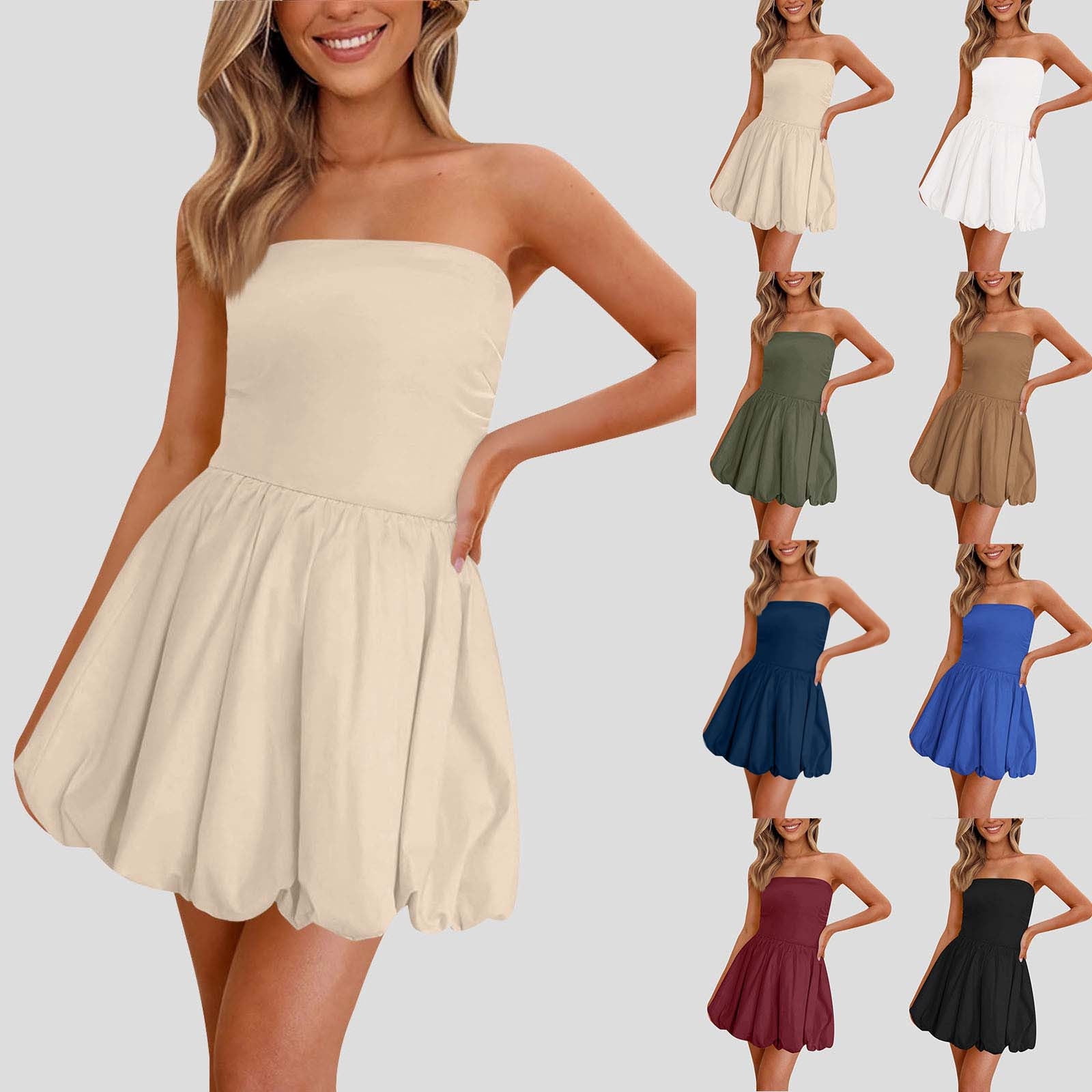 Swuxness Women Sleeveles Guest Tube Dress, Women Mini Evening Gown ...