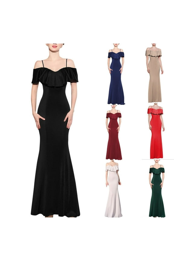 Women Sleeveless Formal Maxi Dresses, Women Long Evening Gown, Women's One Shoulder Fitted Waist Hugging Hips Zipper Slim Fishtail Skirt Formal Evening Gown Green, S