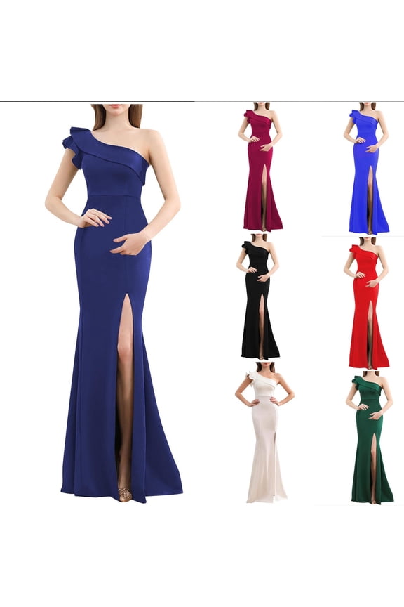Women Sleeveless Formal Maxi Dresses, Women Maxi Evening Gown, Women's Round Neck Fitted Waist Slim Fishtail Skirt Formal Evening Gown Dress Black, XXL