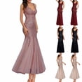 thumbnail image 1 of Swuxness Women Sleeveless Formal Maxi Dresses, Women Maxi Evening Gown, Women's Sequin V Neck Spaghetti Strap Bodycon Formal Long Evening Gown Wine, M, 1 of 4