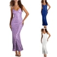 thumbnail image 1 of Swuxness Women Sleeveless Formal Maxi Dresses, Women Maxi Evening Gown, Women's V Neck Sequin Fishtail Skirt Spaghetti Straps Formal Evening Gown Long Dress Blue, S, 1 of 4