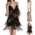 thumbnail image 1 of Swuxness Women Tube Prom Dresses, Women Mini Evening Gown, Women's Solid Color Spaghetti Strap V Neck Sequined Tassel Formal Evening Gown Dress White, L, 1 of 4