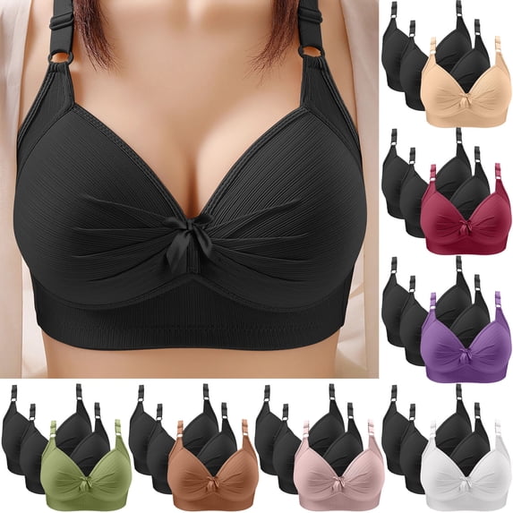 Swuxness Women's 3PC Wireless Bras Thin Classic Breathable Soft Casual Daily Undergarment