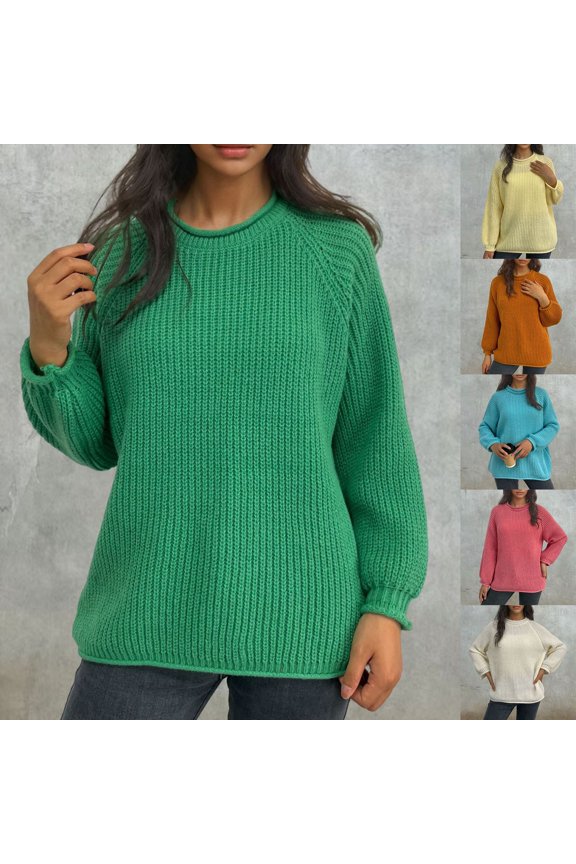 Women's Base Layer Sweaters, Women Long Sleeve Sweater Top, Women Solid Color Raglan Sleeve Roll Cuff Collarless Comfortable Soft Cozy Pullover Sweater Orange, XXL