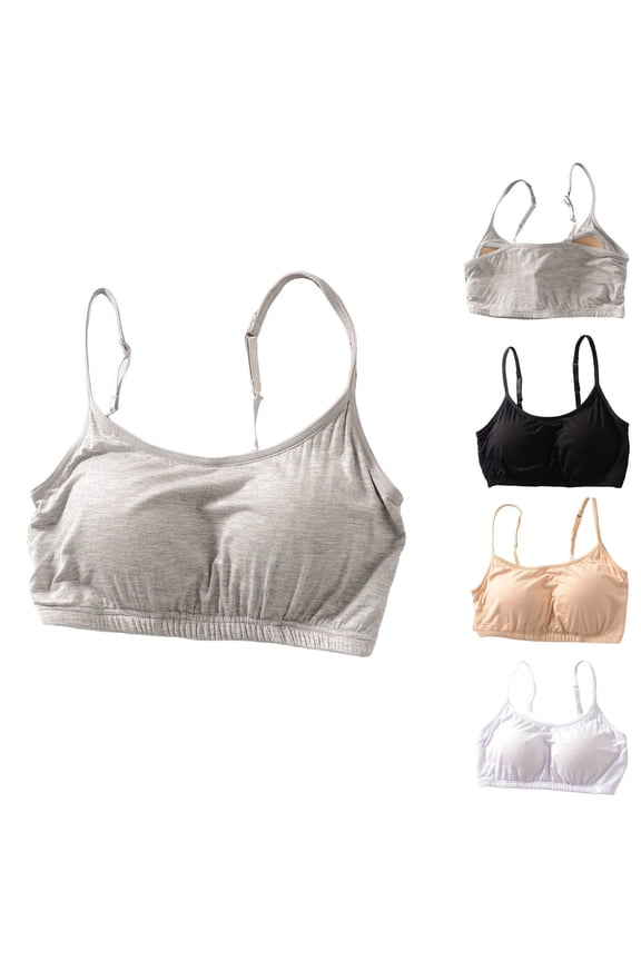 Women's Bralette Wireless Bra, Women Tank Style Bra, Women Solid Color Breathable Supportive Built In Padded Camisole Everyday Wear Bras Beige, 44/100AB