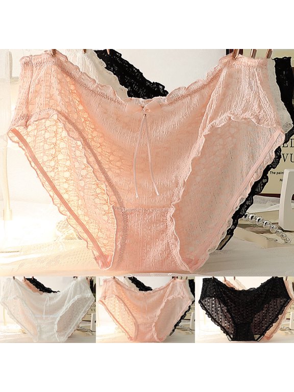 Women's Breathable Stretch Brief Solid Color Bowknot Hip Coverage Soft Comfortable Daily Wear Plus Size Panties