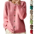 thumbnail image 1 of Swuxness Women's Cardigans Sweaters Coat, Women Long Sleeve Sweater Top, Women's Solid Color Cardigan Button Down Front Knit Comfortable Open Outerwear Sweater Beige, L, 1 of 5