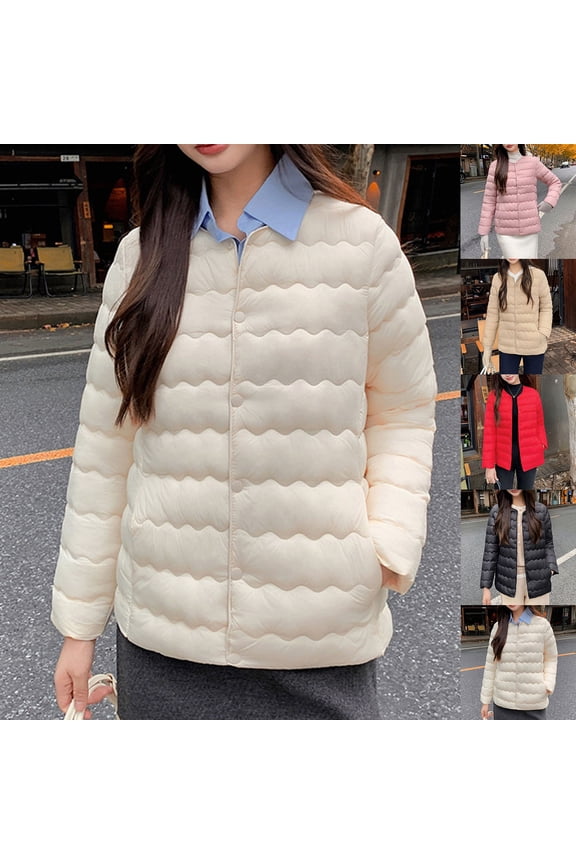 Women's Casual Fall Jacket, Women Long Sleeve Coat, Women Solid Color Button Front Lightweight No Hood Jacket with Pockets for Daily Casual Wear Red, XXXL