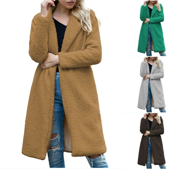 Swuxness Women's Casual Jacket, Women Long Sleeve Coat, Women Solid Color Lined Interior Hoodless Comfortable Jacket with Pockets for Outdoor Wear Gray, S