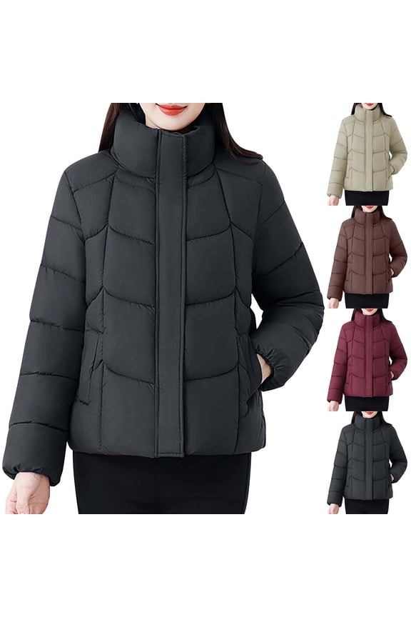 Women's Casual Jacket, Women Long Sleeve Coat, Women's Solid Color Hoodless Padded Warm Outerwear Comfortable Soft Jacket for Ladies Green, XXL