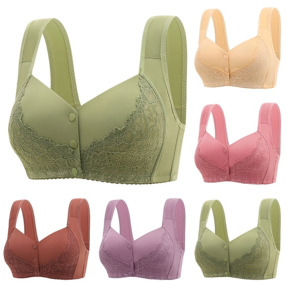 Swuxness Women's Front Closure Wireless Bras Solid Color Plus Size Push Up Breathable Comfortable Wear