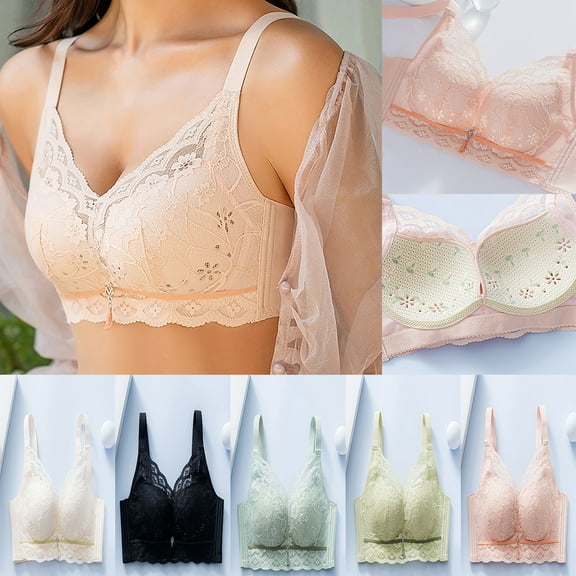 Swuxness Women's Full Cup Push Up Bra, Womens Bras, Women's Lace Push Up Lift Side Support Shaping Breathable Comfortable Everyday Wear Bras White, 34/75AB