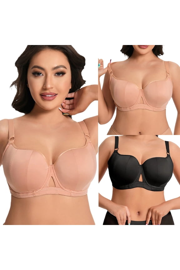 Women's Full Cup Push Up Bra, Womens Plus Size Bras, Women's Plus Size Sagging Push Up Breathable Comfortable Breathable Mesh Everyday Bra Black, 36/80E