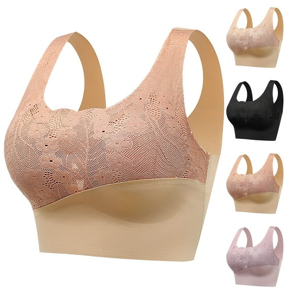 Swuxness Women's Full Cup Push Up Bra, Womens Bras, Women Sagging Push Up Lift U Shape Neck Comfortable Wide Strap Everyday Wear Bra Khaki, 38/85AB