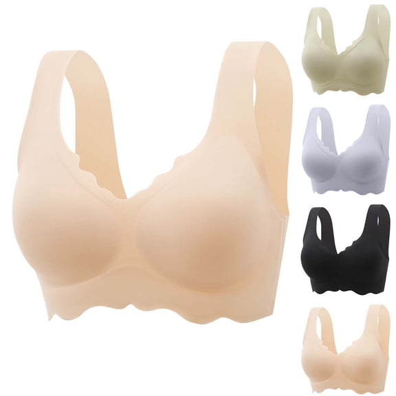 Swuxness Women's Full Cup Push Up Bra, Womens Bras, Women Seamless Push Up Comfortable Breathable Wide Strap Support Bra Black, 44/100BC