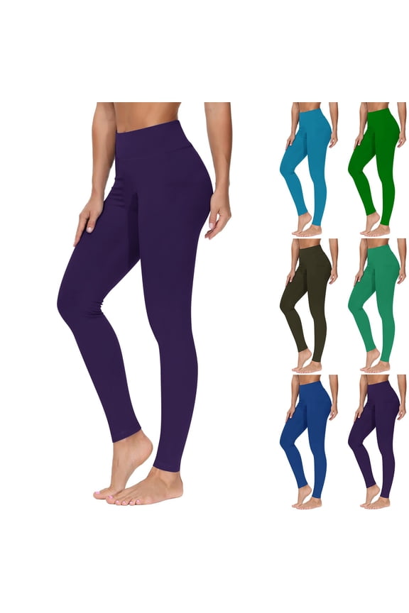 Women's High Waist Active Leggings Yoga Long Pants, Sports Workout Bottoms, Women Solid Color Full Length Comfortable Stretchy Base Layer Casual Yogapants Sky Blue, XXL