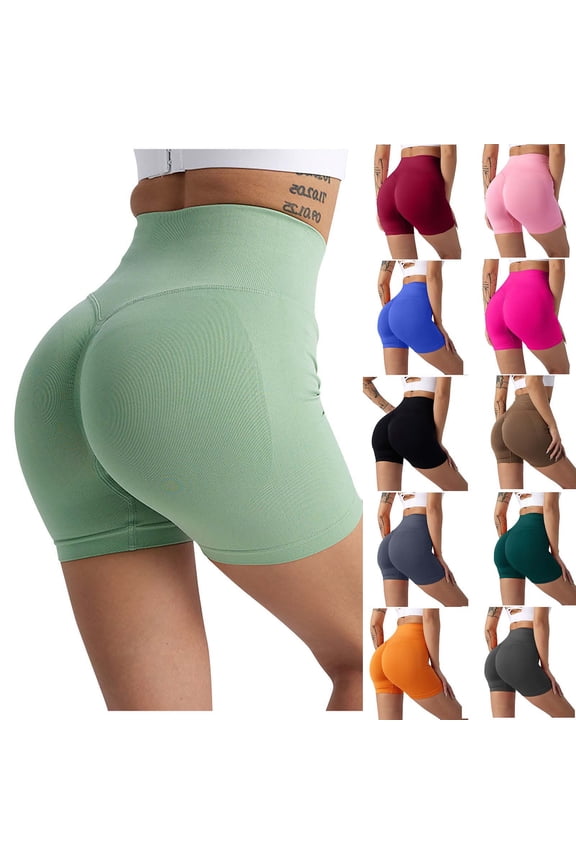 Women's High Waist Active Leggings Yoga Shorts Pants, Sports Workout Bottoms, Women Butt Lifting Casual Tight Comfortable Stretchy Fashion Yogapants Orange, M