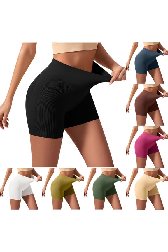Women Yoga Sports Shorts Pants Elastic Mid Waist Hip Lifting Chafing Running Wear
