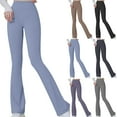 thumbnail image 1 of Swuxness Women's High Waist Leggings Flare Lag Yoga Pants, Sports Workout Bottoms, Women Solid Color Stretchy Casual Comfortable Breathable Fashion Yoga Khaki, XL, 1 of 5